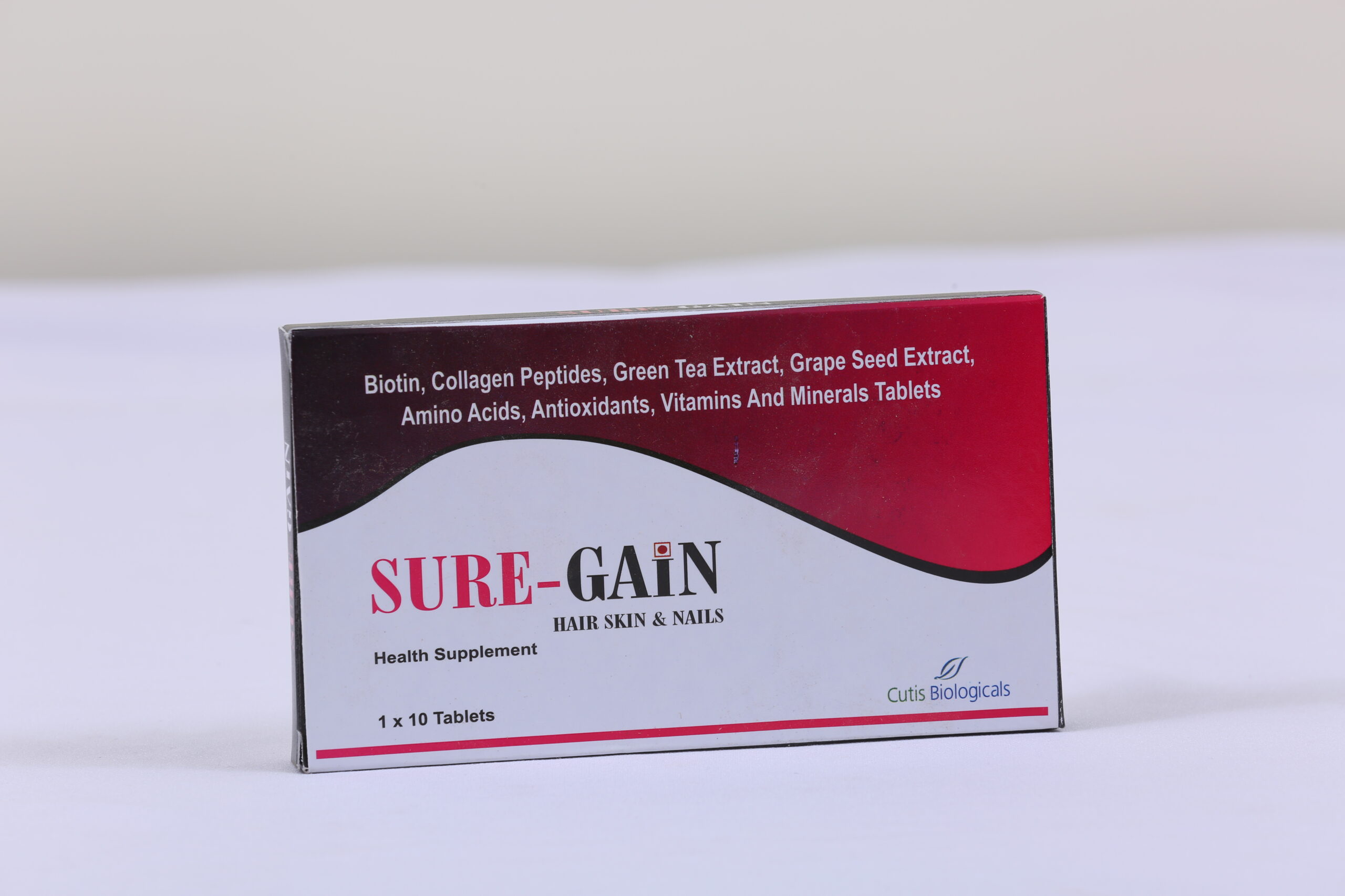 SURE-GAIN (Biotin, Collagen Peptides, Green Tea Extract, Grape Seed Extract, Amino Acids, Antioxidant, Vitamins and Minerals)